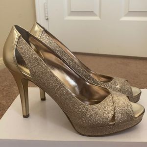 Alfani gold platform heels